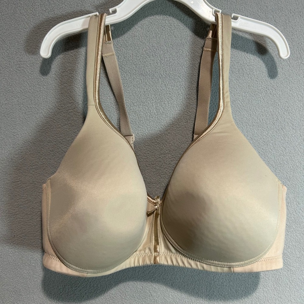 Vanity Fair Underwire Bra Women 36C Beige 72335 Full Coverage Satin Trim